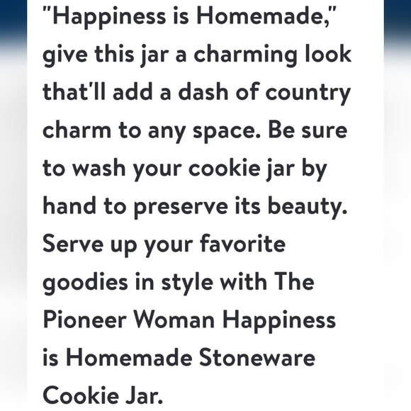 ❤️ New Pioneer Woman Happiness is Homemade Stoneware Cookie Jar - Picture 5 of 7
